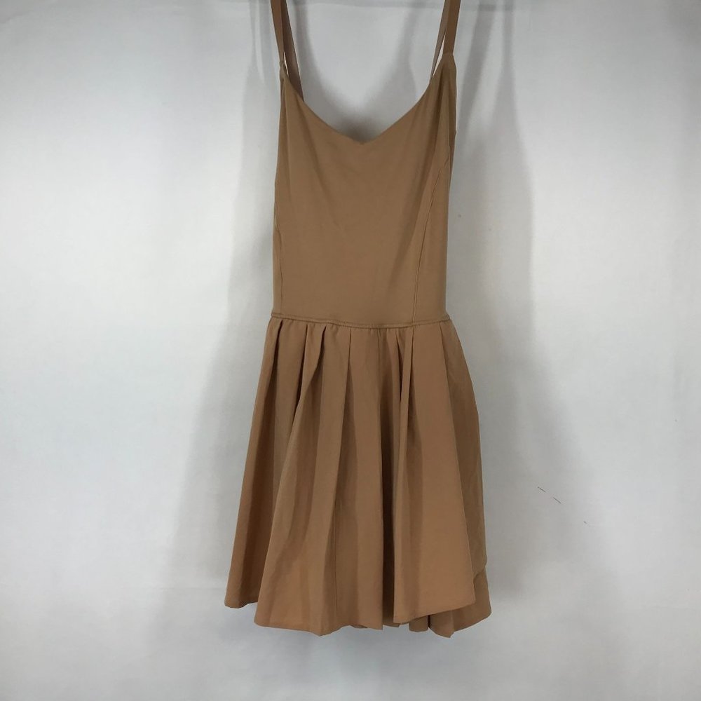 OFFLINE - WOMEN'S XL - BEIGE SPAGHETTI STRAP PLEATED DRESS W/SHORTS UNDERNEATH